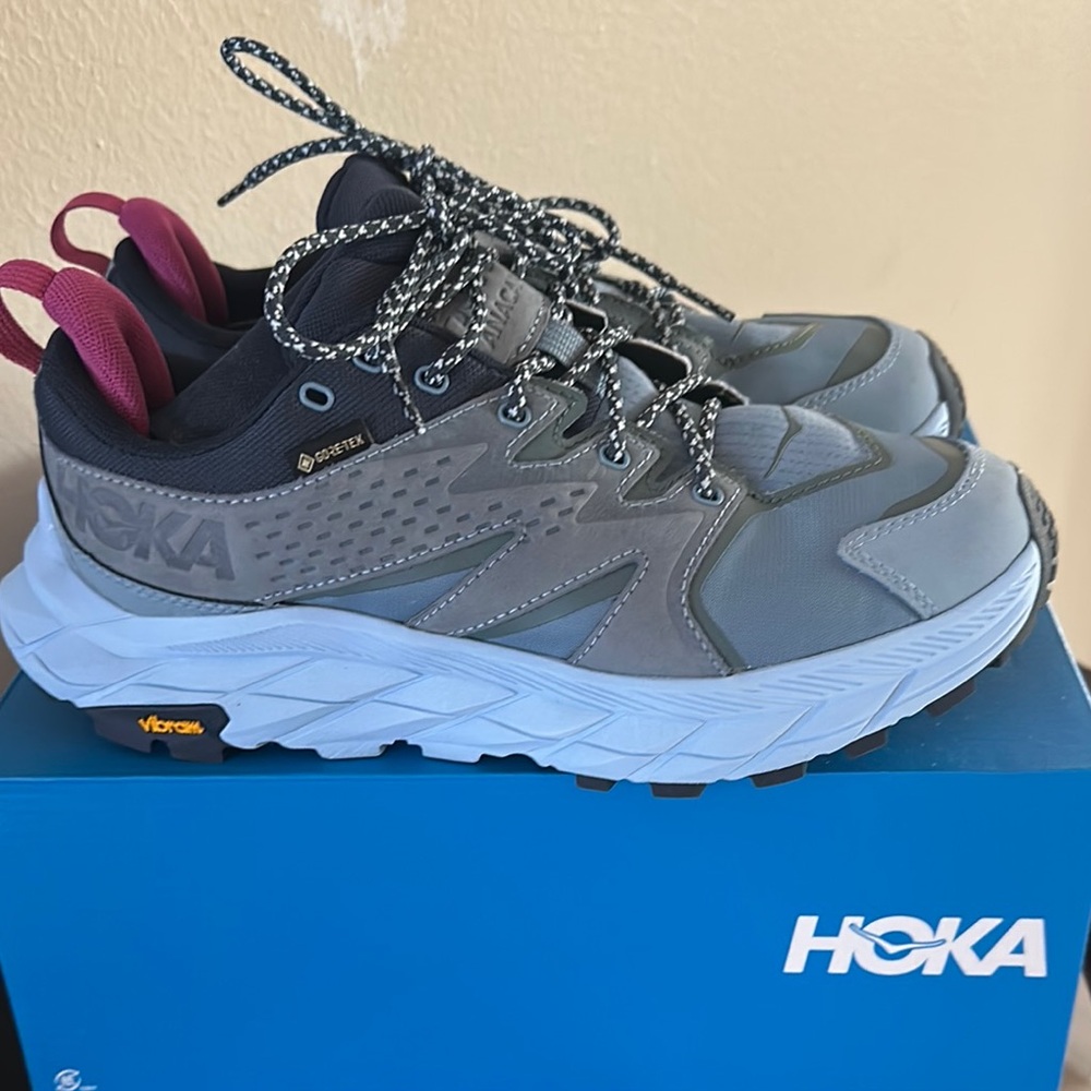 HOKA Gray and White Running Shoes